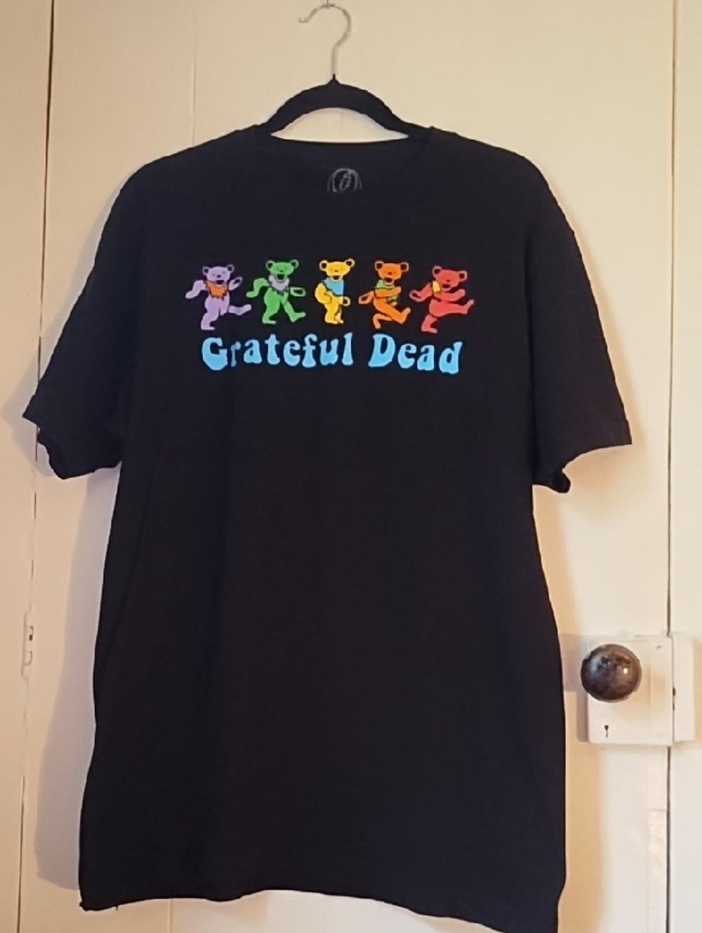 Grateful Dead Black T-Shirt with Rainbow Dancing Bears